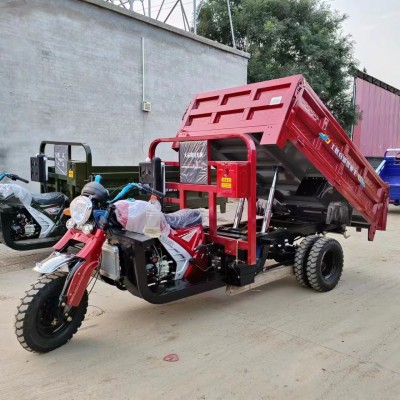 5-Wheel Gasoline Dump Tricycle Heavy-Duty Agricultural Cargo Motorcycle with Hydraulic Unloading