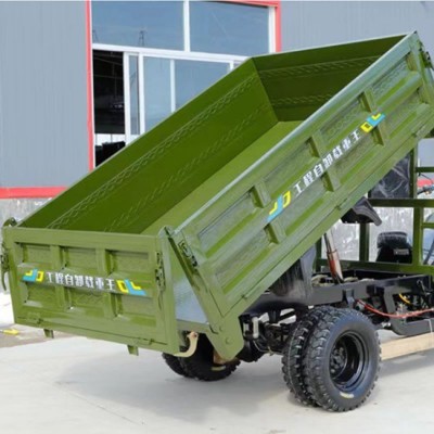 5-Wheel Gasoline Dump Tricycle Heavy-Duty Agricultural Cargo Motorcycle with Hydraulic Unloading