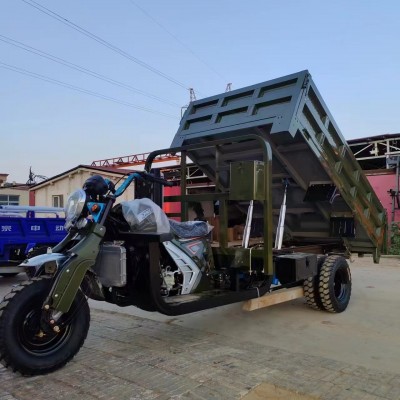 5-Wheel Gasoline Dump Tricycle Heavy-Duty Agricultural Cargo Motorcycle with Hydraulic Unloading